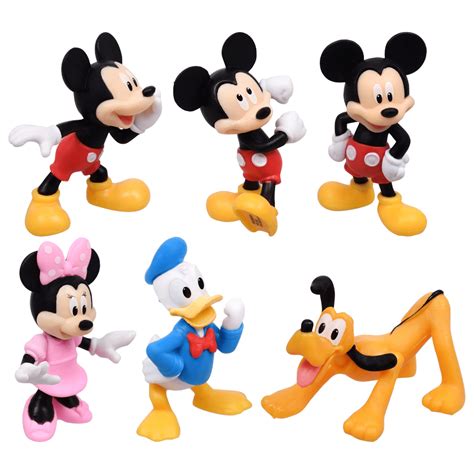 6 Classic Disney Plastic Figurines 3 Mickey Mouse Minnie Donald