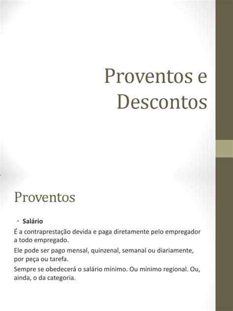 O Que E Proventos Do Salario - Proventos e Descontos na Folha de Pagamento | PDF | Conscrição | Salário
