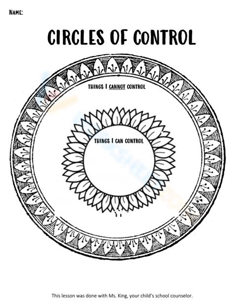 Free Printable Circle Of Control Worksheet Collection