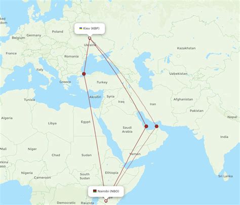 All Flight Routes From Nairobi To Kiev Kyiv NBO To KBP Flight Routes