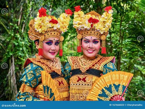 Two Balinese Kecak Fire Dancers In Full Costume Editorial Stock Photo