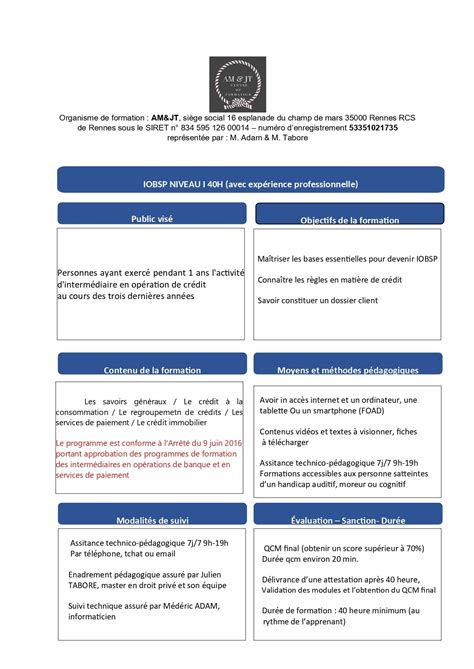 Formation Iobsp Niveau Avec Exp Rience Professionnelle Oorikas