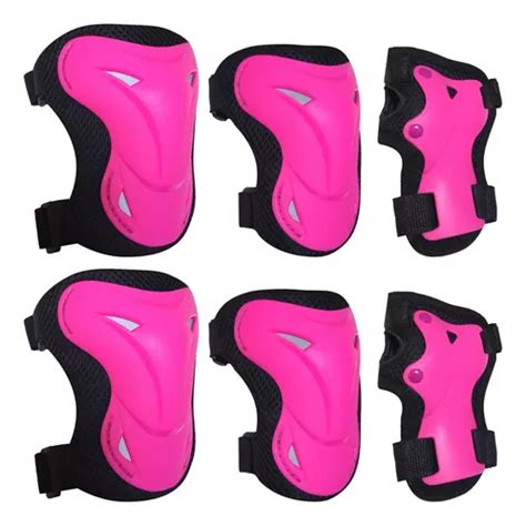 Kit Protecci N Patines Skate Rodillera Codera Manos Fucsia Cuotas