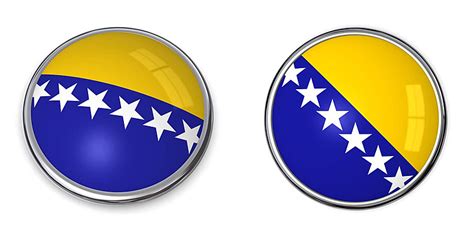 Bosnia And Herzegovina Flag Rounded Square Badge Clip Art Icon Vector