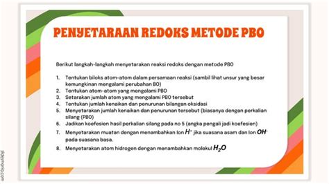 Penyetaraan Redoks Dengan Metode Pbo Dan Setengah Reaksi Ppt