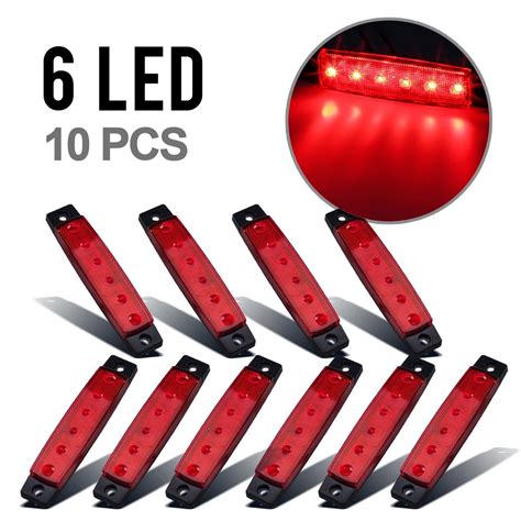 Partsam 10Pcs 3 8 Red LED Clearance Markers Thin Marker Lights Mount