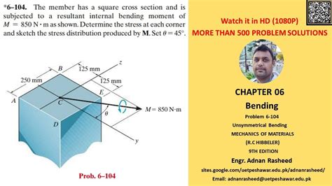 Chapter Bending Mechanics Of Material Rc Hibbeler Youtube