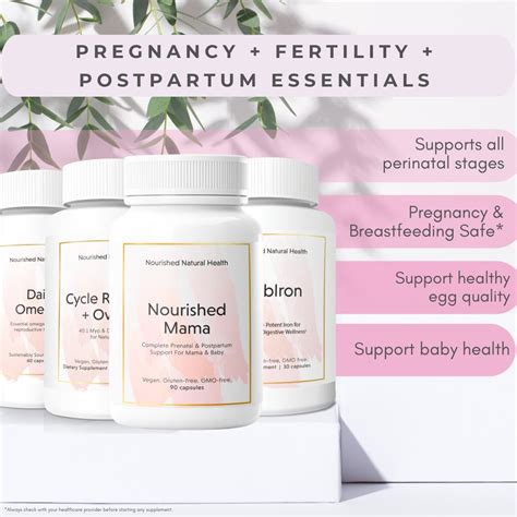 Pregnancy Fertility Postpartum Essentials Bundle Pcos Vitamins Nourished Natural Health