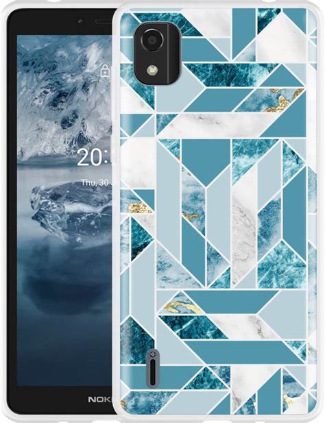 Nokia C2 2nd Edition Hoesje Blauw Marmer Patroon Designed By Cazy Bol