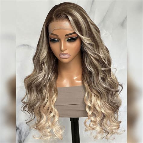 Ash Blonde Balayage Hair Body Wave Lace Front Wigs Yolissa Hair Yolissa Hair