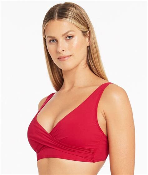 Sea Level Eco Essentials Cross Front A Dd Cup Bikini Top Red Curvy Bras