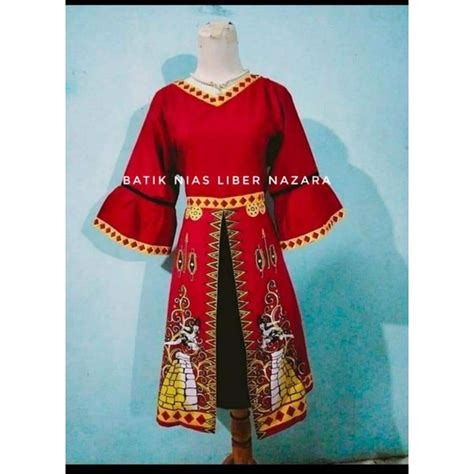 Jual Batik Nias Dress Merah Lompat Batu Shopee Indonesia