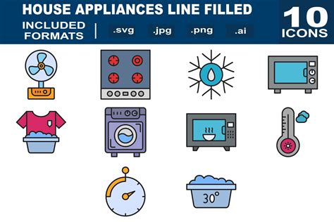 Household Appliances Vector Icons Graphic By Colourbytedesigns