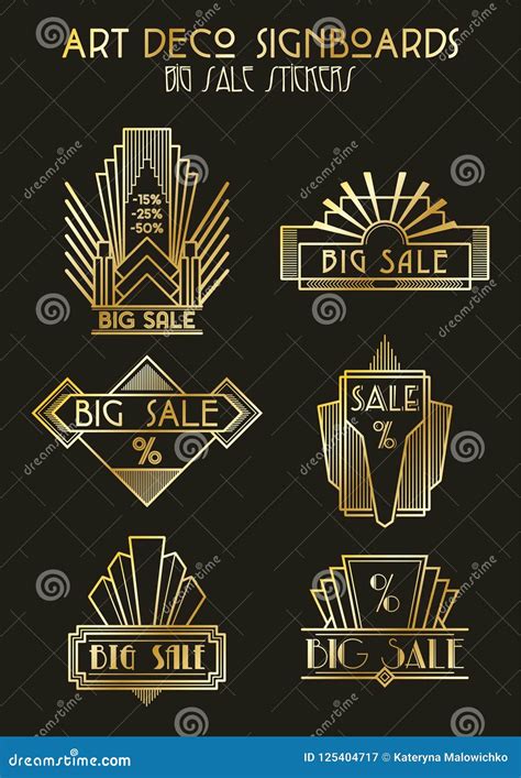 Art Deco Style Sale Stickers Reeks Vector Illustratie Illustration Of