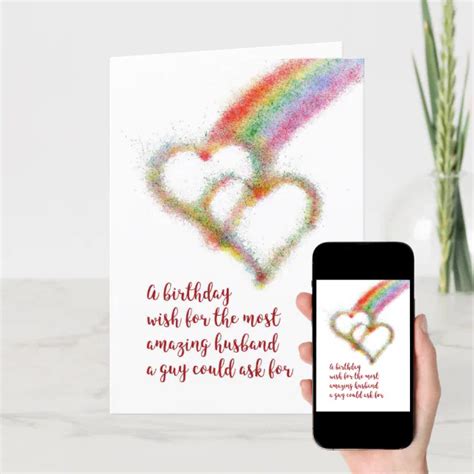 Gay Birthday Wish For Husband Rainbow Hearts Card Zazzle
