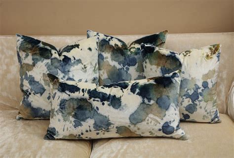 Scandinavian Modern Velvet Pillows with a fun motive in blue, green and ...