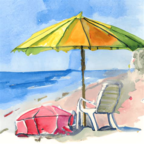 Watercolor Beach Scene Graphic · Creative Fabrica