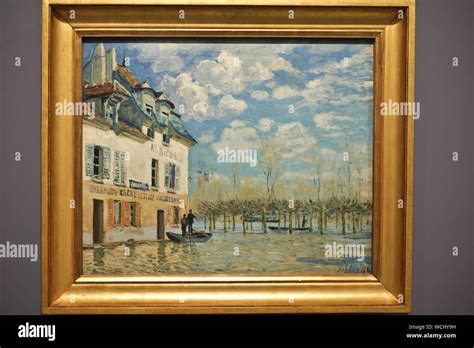 The Boat During The Flood Port Marly Painting By Alfred Sisley