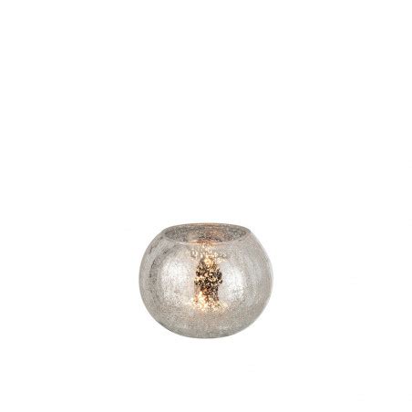 Photophore Boule Craquele Verre Argent Grand J Line