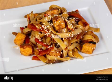 Udon With Salmon And Sesam Seeds Stock Photo Alamy