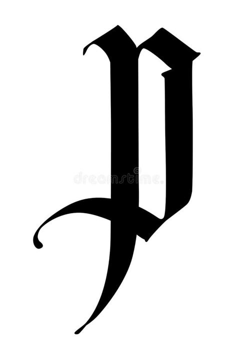 Letter P In The Gothic Style Vector Alphabet The Symbol Is Isolated