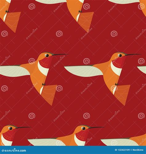 Humming Bird Icon Geometric Cartoon Flat Vector Illustration Red