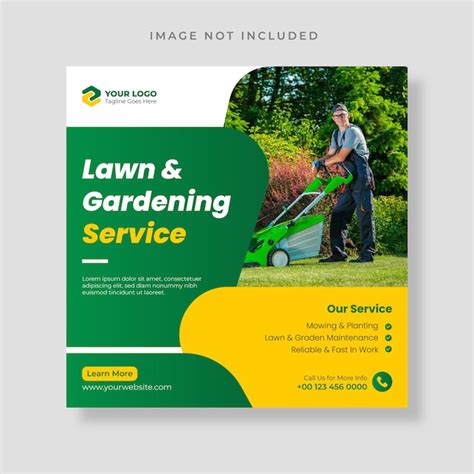 Premium Vector Lawn And Gardening Service Social Media Post Design