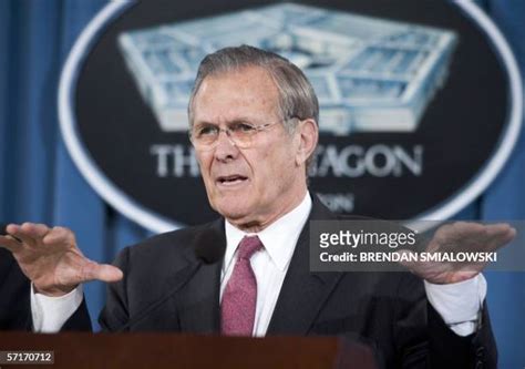 Secretary Of Defense Donald Rumsfeld Speaks At The Pentagon Photos And