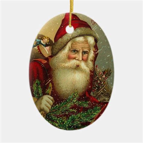 Vintage Christmas Santa Claus Ceramic Ornament | Zazzle.com