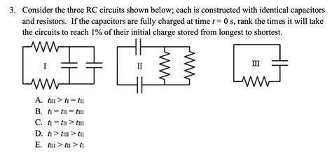 Solved Consider The Three Rc Circuits Shown Below Each I