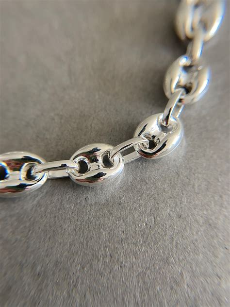 Sterling Silver Pop Puffed Mariner Chain Bracelet Sterling Etsy