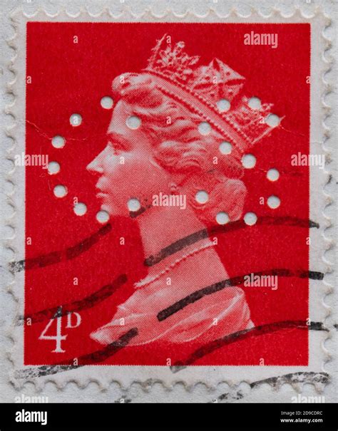 Perfin Perforated Initials C S On Queen Elizabeth Ii D Postage