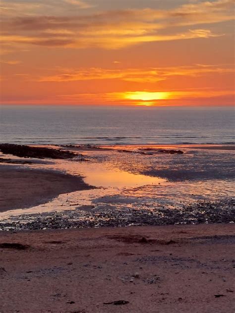 Cornish Sunset Over Sea Stock Image Image Of Yellow 258808897