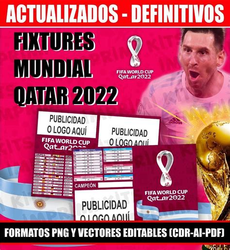 Fixture Editable Mundial Qatar Vector Vectores Modelo