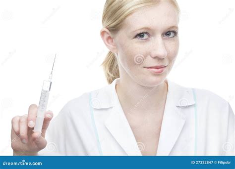 Beautiful Young Nurse With Syringe Stock Image Image Of Injection