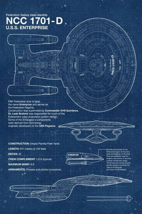 Ncc 1701 D Blueprint Poster By Star Trek Displate Artofit