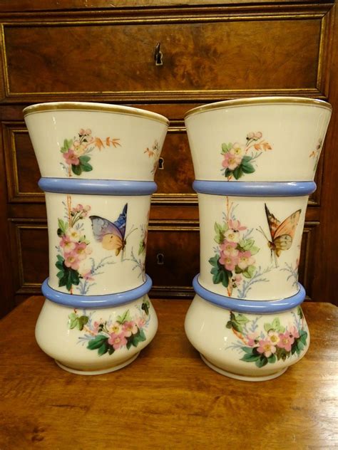 Proantic Pair Of Opaline Crystal Vases 19th