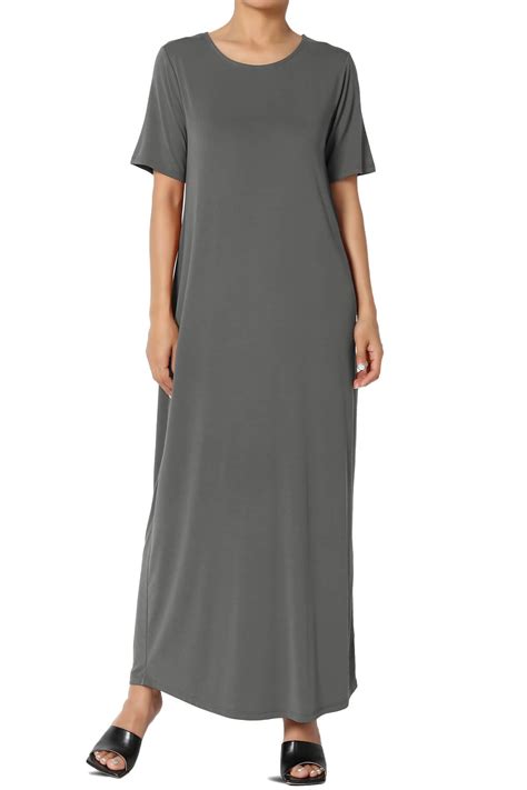 Themogan Womens S3x Short Sleeve Modal Jersey Round Neck Maxi T Shirt