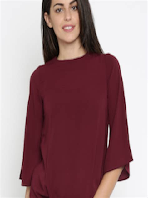 Buy And Women Maroon Solid Top Tops For Women 1576334 Myntra