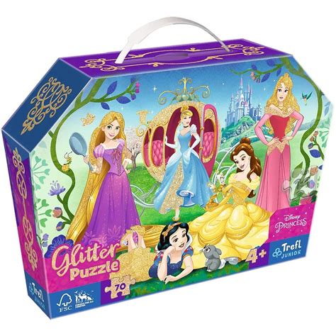 Trefl puzzle Disney Wesołe Księżniczki glitter junior w kuferku