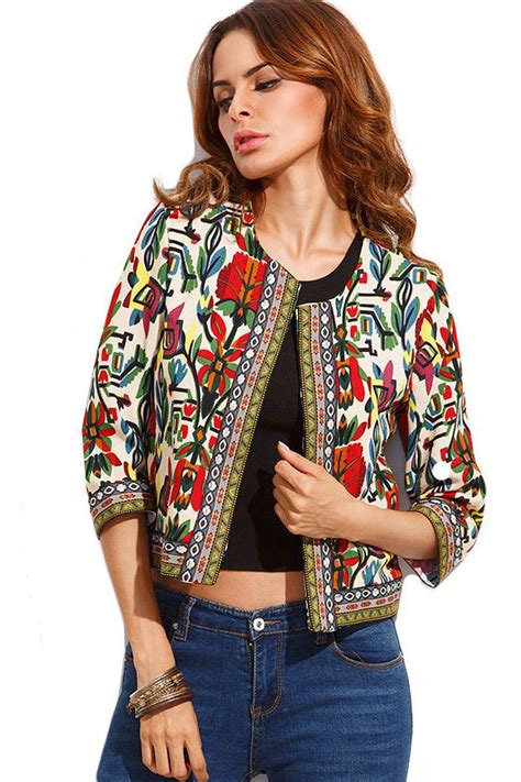 Vintage Tribal Print Embroidery Jacket Floral Jacket Fashion Coats