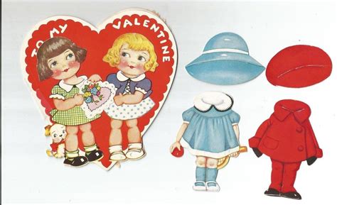 Vintage Valentine Paper Dolls 1940s 1734609013