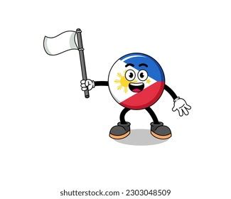 Cartoon Illustration Philippines Flag Holding White Stock Vector