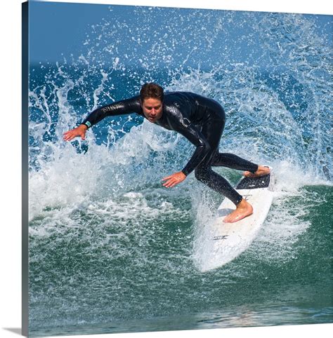 Man Surfing Black S Beach San Diego Coast California Square Wall Art Canvas Prints Framed