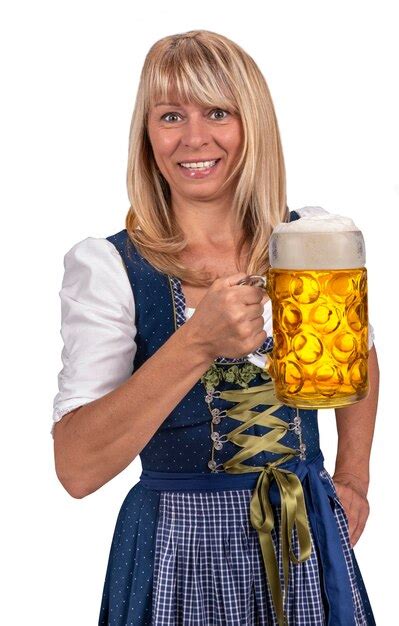 Premium Photo Portrait Of Smiling Woman Holding Beer Over White