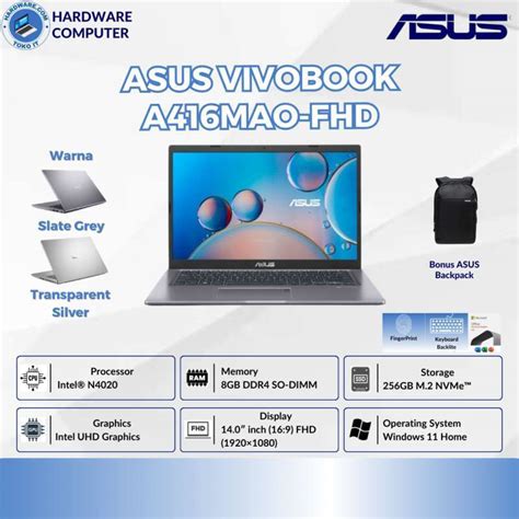 Jual Asus Vivobook A Mao Fhd Intel N Gb Gb Ssd Fhd Win