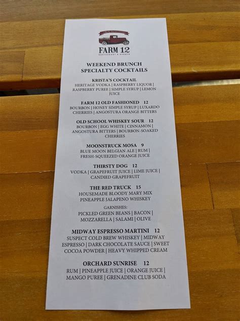 Menu At Farm 12 Restaurant Puyallup