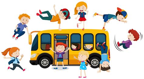 Young Children and School Bus 292713 Vector Art at Vecteezy