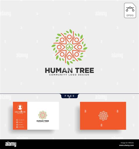 Hoja De Rbol Humano Logotipo Comunitario Plantilla Ilustraci N Vector