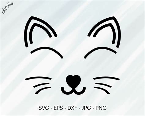 Cute Cat Face Svg Cut File For Cricut Clipart Digital Etsy